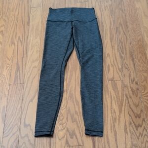 Gray Lululemon Power Thru High-Waisted Leggings